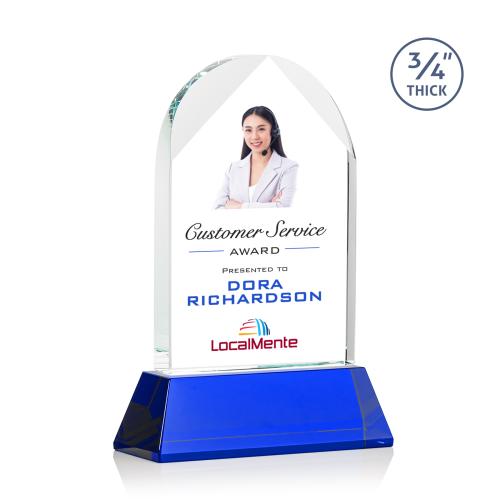 Awards and Plaques - Crystal Trophies - Cortez Full Color on Helton Blue Peaks Crystal Trophy