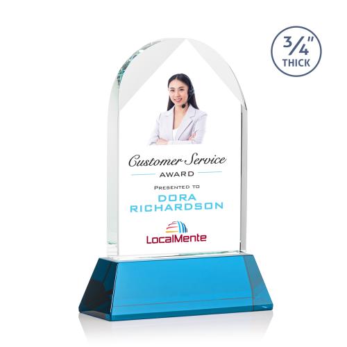 Awards and Plaques - Crystal Trophies - Cortez Full Color on Helton Sky Blue Peaks Crystal Trophy