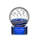 Darby on Half Round Base Blue Globe Glass Trophy