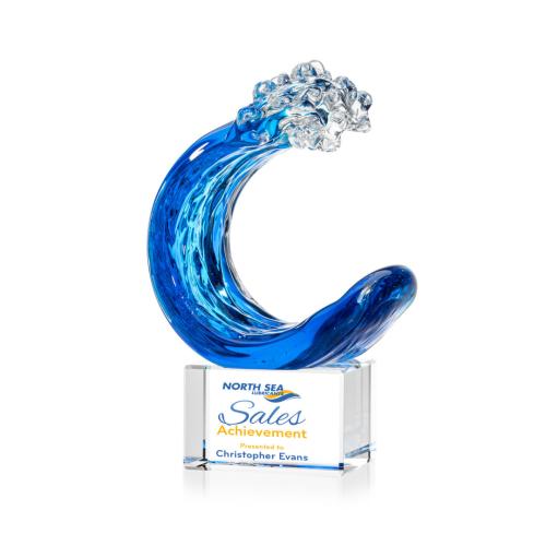 Awards and Plaques - Glass Trophies - Oceana Full Color on Gibbons Base Clear Glass Trophy