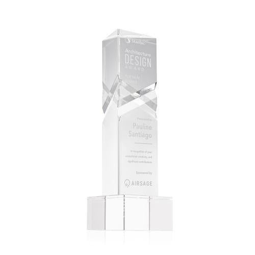 Awards and Plaques - Crystal Trophies - Groves on Plated Base Clear Towers Crystal Trophy