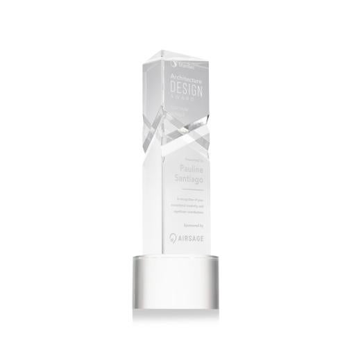 Awards and Plaques - Crystal Trophies - Groves on Round Base Clear Towers Crystal Trophy