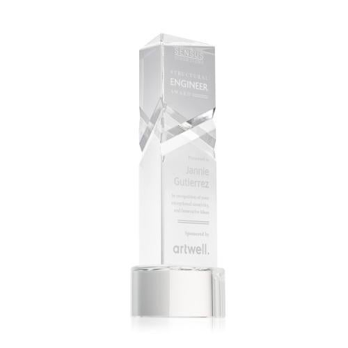 Awards and Plaques - Crystal Trophies - Groves on Half Round Base Clear Towers Crystal Trophy
