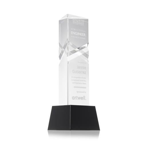 Awards and Plaques - Crystal Trophies - Groves on Small Base Black Towers Crystal Trophy