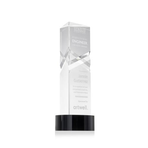 Awards and Plaques - Crystal Trophies - Groves on Lockwood Base Black Towers Crystal Trophy