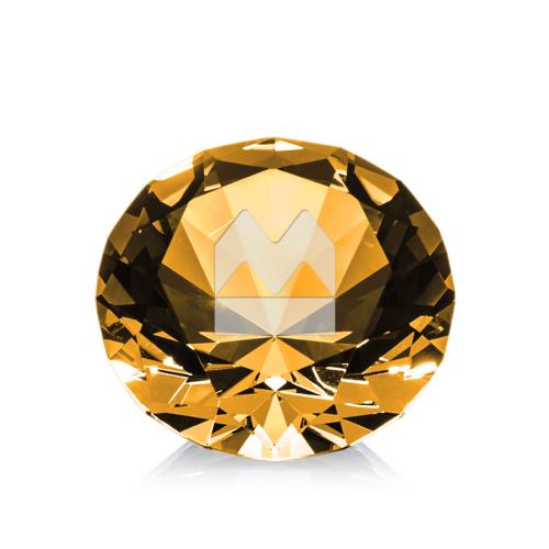 Awards and Plaques - Crystal Trophies - Optical Diamond Amber Crystal Trophy