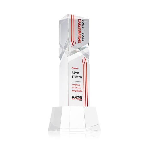 Awards and Plaques - Crystal Trophies - Groves Full Color on Small Base Clear Towers Crystal Trophy