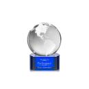 Globe on Half Round Base Blue Globe Crystal Trophy