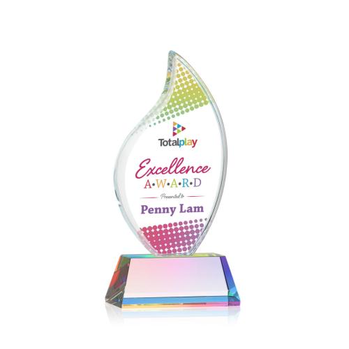 Awards and Plaques - Crystal Trophies - Teague Vividprint™ on Helton Prismatic Flame Crystal Trophy