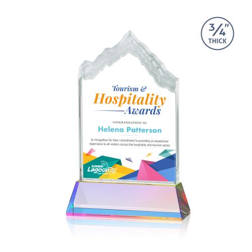 Awards and Plaques - Crystal Trophies - McGinnis Full Color on Helton Prismatic Peaks Crystal Trophy