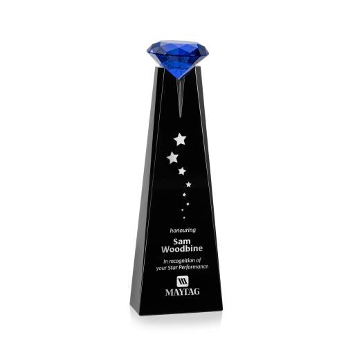 Awards and Plaques - Crystal Trophies - Mitchell Diamond Black/Sapphire Towers Crystal Trophy