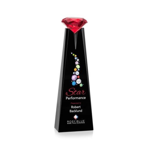 Awards and Plaques - Crystal Trophies - Mitchell Diamond Full Color Black/Ruby Towers Crystal Trophy