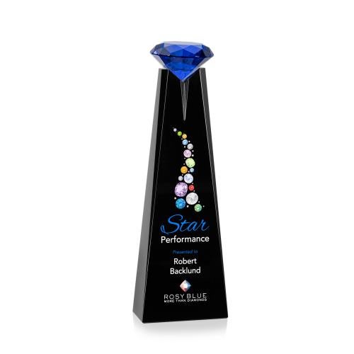 Awards and Plaques - Crystal Trophies - Mitchell Diamond Full Color Black/Sapphire Towers Crystal Trophy
