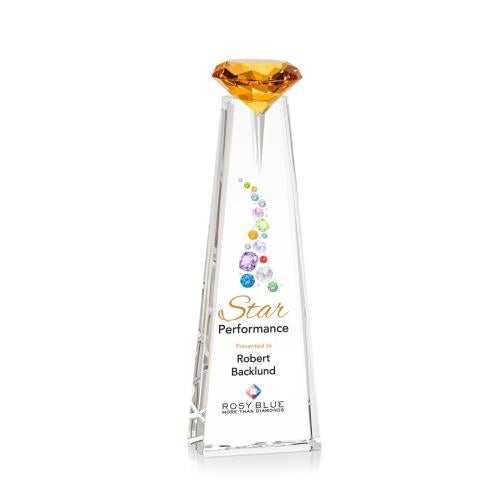 Awards and Plaques - Crystal Trophies - Mitchell Diamond Full Color Optical/Amber Towers Crystal Trophy