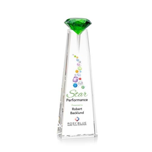 Awards and Plaques - Crystal Trophies - Mitchell Diamond Full Color Optical/Emerald Towers Crystal Trophy