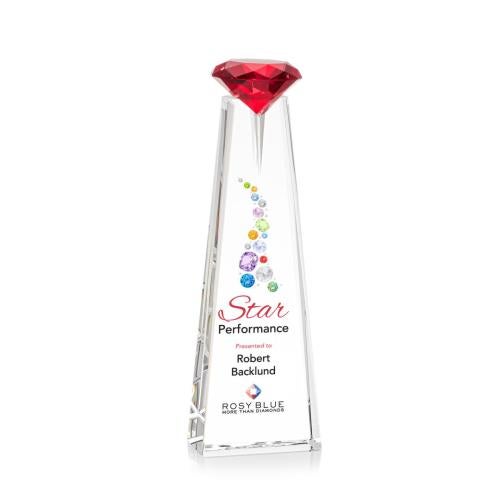 Awards and Plaques - Crystal Trophies - Mitchell Diamond Full Color Optical/Ruby Towers Crystal Trophy