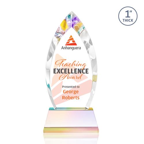 Awards and Plaques - Crystal Trophies - Marinello Full Color on Base Prismatic Peaks Crystal Trophy