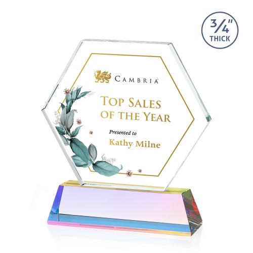 Awards and Plaques - Crystal Trophies - Colvin Full Color Prismatic Polygon Crystal Trophy