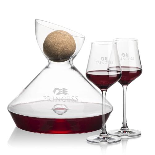 Custom Barware Glasses - Carafes - Woodbury Carafe w/Cork Stopper & Watts Wine