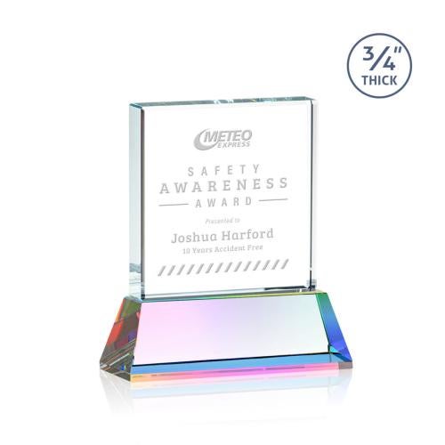 Awards and Plaques - Crystal Trophies - Landers on Helton Prismatic Square / Cube Crystal Trophy