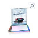 Landers Full Color on Helton Prismatic Square / Cube Crystal Trophy