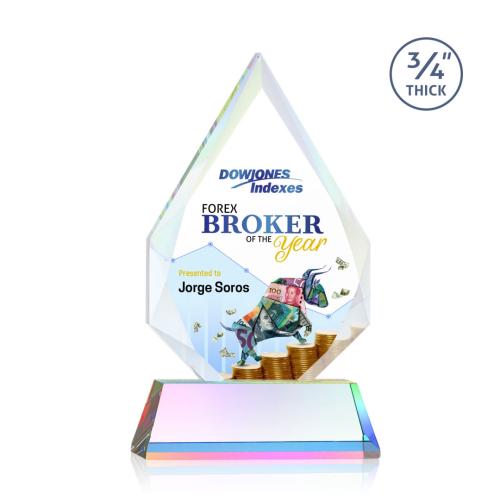 Awards and Plaques - Crystal Trophies - Archer Full Color on Helton Prismatic Peaks Crystal Trophy