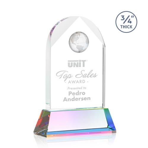 Awards and Plaques - Crystal Trophies - Cortez Globe on Helton - Prismatic