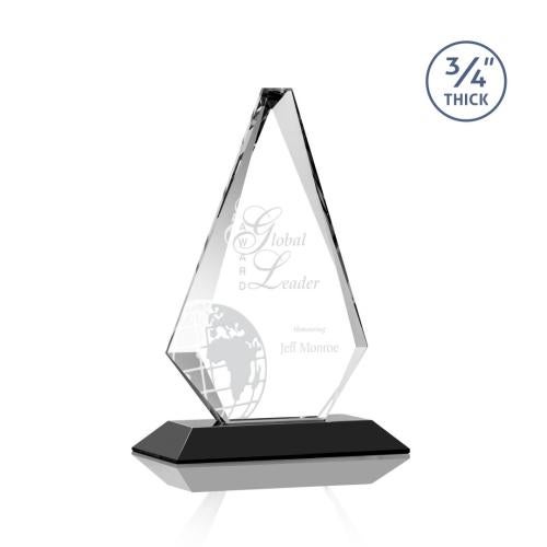 Awards and Plaques - Crystal Trophies - Crowell Black Crystal Trophy