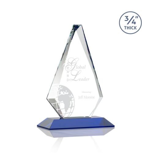 Awards and Plaques - Crystal Trophies - Crowell Blue Crystal Trophy