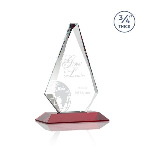 Awards and Plaques - Crystal Trophies - Crowell Red Crystal Trophy