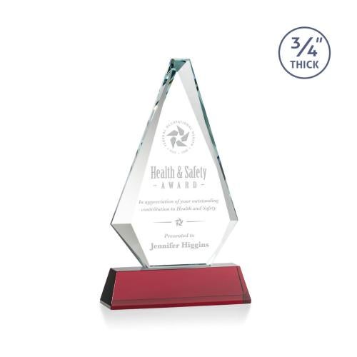 Awards and Plaques - Crystal Trophies - Crowell on Helton Red Crystal Trophy