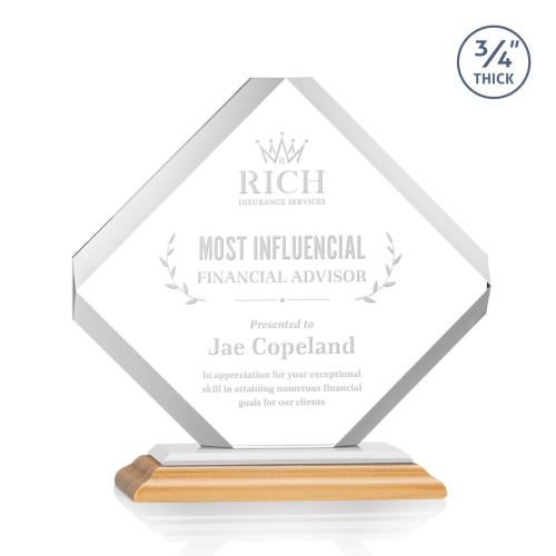 Awards and Plaques - Crystal Trophies - Jacobsen Bamboo/White Wood Trophy