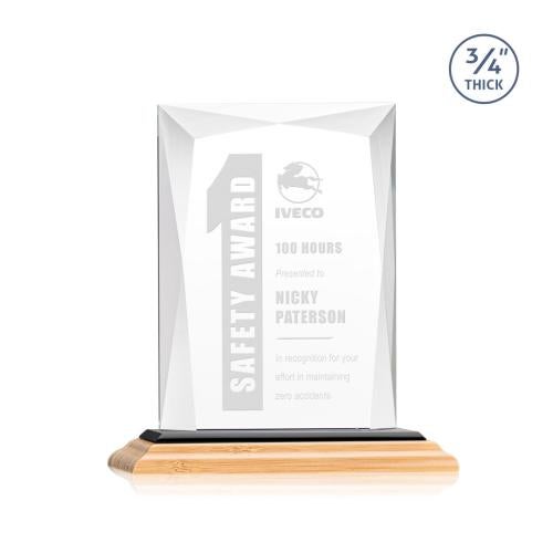 Awards and Plaques - Crystal Trophies - Cassidy Bamboo/Black Rectangle Wood Trophy
