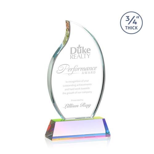 Awards and Plaques - Crystal Trophies - Summers on Helton Base Prismatic Flame Crystal Trophy