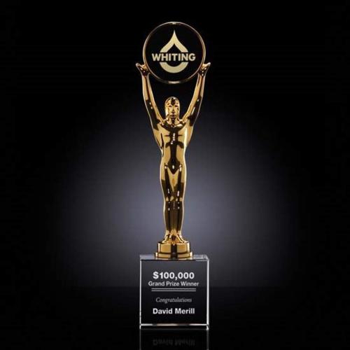 Awards and Plaques - Crystal Trophies - Logan Circle on Optical Crystal Trophy