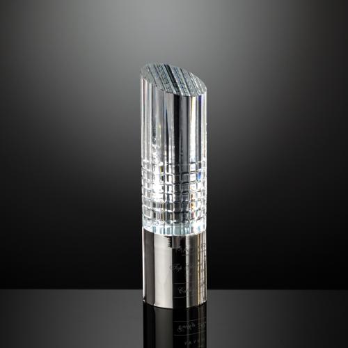 Awards and Plaques - Crystal Trophies - Fonseca Huang Silver Towers Crystal Trophy