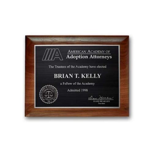 Awards and Plaques - Wall Plaque Awards - Etch/Antiqued Plaque - Walnut Rolled Edge