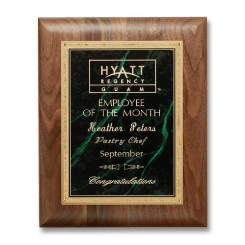 Awards and Plaques - Wall Plaque Awards - Diamond Walnut Plaque - Walnut/Verdi