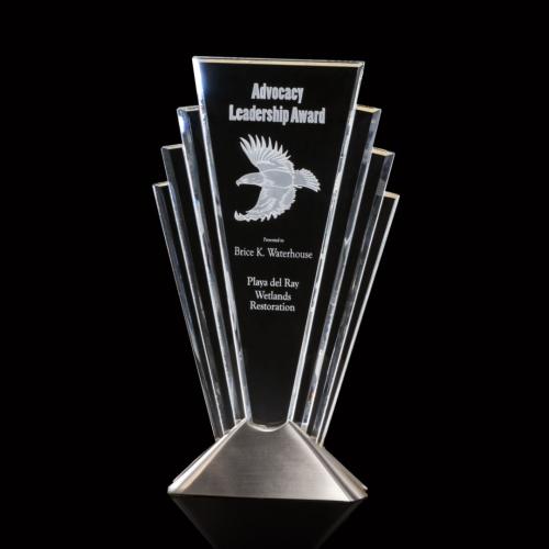 Awards and Plaques - Crystal Trophies - Lopes Silver Towers Crystal Trophy