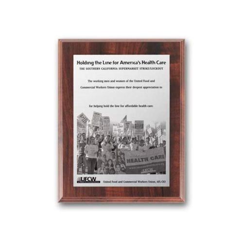 Awards and Plaques - Wall Plaque Awards - Metal Photo Plaque - Walnut Finish