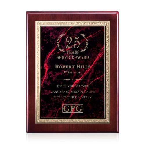 Awards and Plaques - Wall Plaque Awards - Diamond Rosewood Plaque - Rosewood/Garnetine