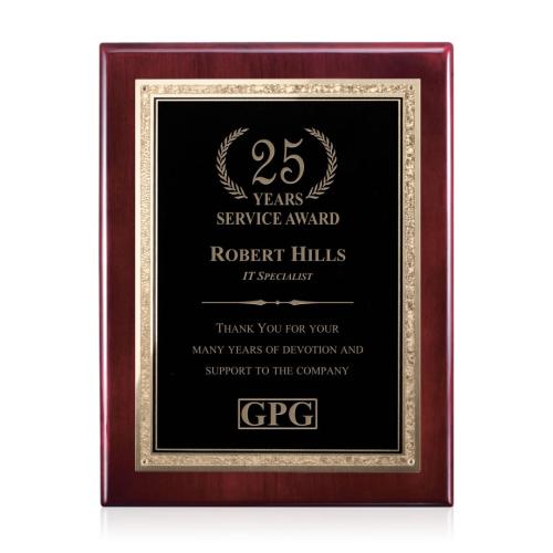 Awards and Plaques - Wall Plaque Awards - Diamond Rosewood Plaque - Rosewood/Black Elegance