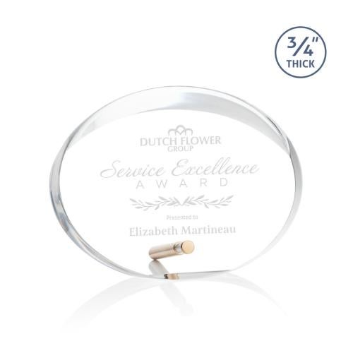 Awards and Plaques - Acrylic Trophies - Quezada Oval Gold Circle Acrylic Trophy