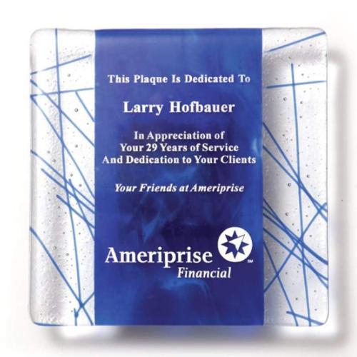 Awards and Plaques - Glass Trophies - Art Glass Trophies - Avery Plaque - Blue