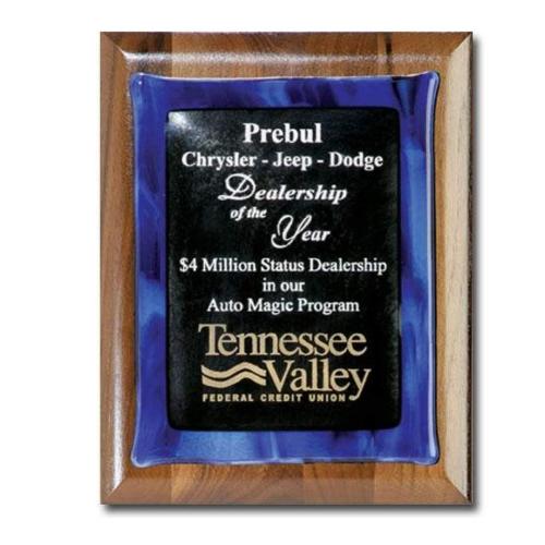 Awards and Plaques - Glass Trophies - Art Glass Trophies - Metallic Avery Rectangle Glass Trophy