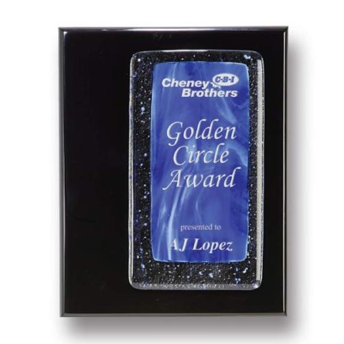 Awards and Plaques - Glass Trophies - Art Glass Trophies - Avery Plaque - Sapphire