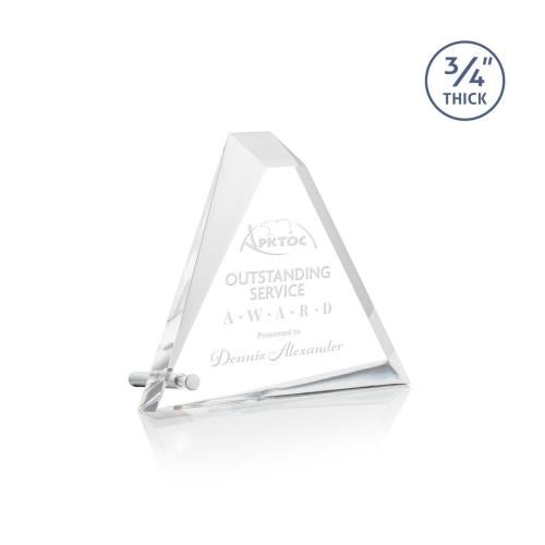 Awards and Plaques - Acrylic Trophies - Quezada Triangle Silver Pyramid Acrylic Trophy