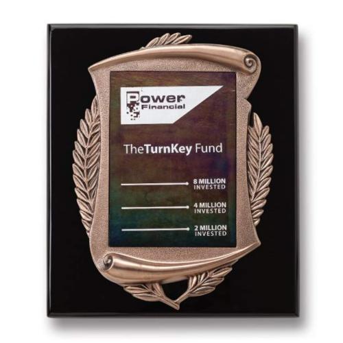 Awards and Plaques - Glass Trophies - Art Glass Trophies - Laurel Wreath Plaque