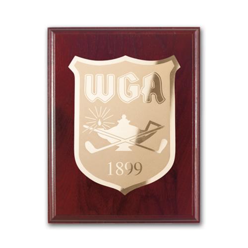 Awards and Plaques - Wall Plaque Awards - Etch/Frosted Plaque - Mahogany/Gold