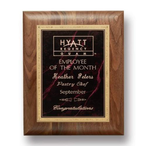 Awards and Plaques - Wall Plaque Awards - Diamond Walnut Plaque - Walnut/Garnetine
